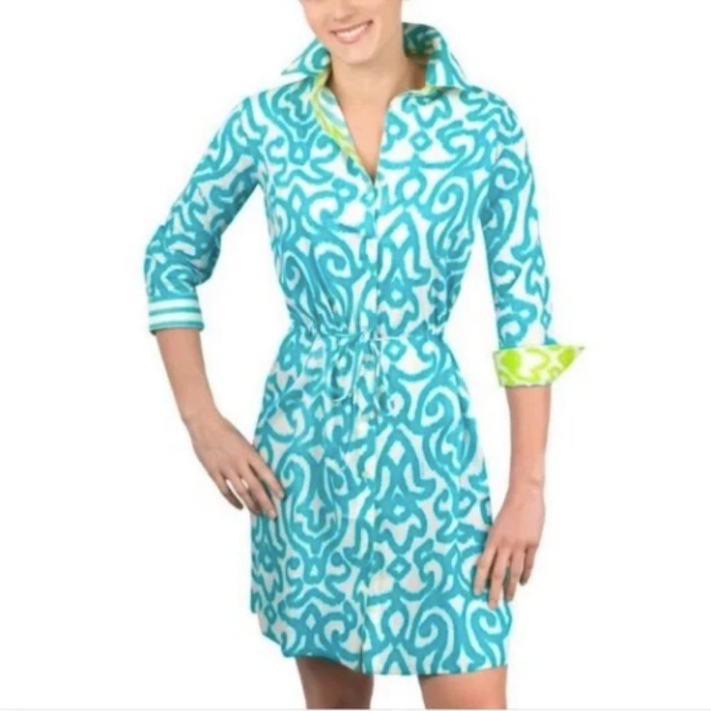 Gretchen Scott Pulley Dress Turquoise and Lime Size XS